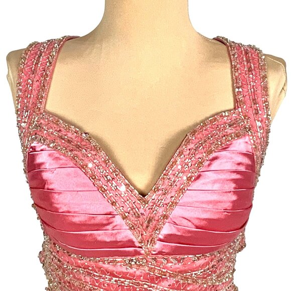 Glamorous New Pageant Prom Gown Sweetheart Neck Jeweled Pink Size 6 Glam A-line - Picture 5 of 12